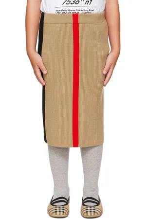 Burberry Kids Beige Wool Stripe Skirt
