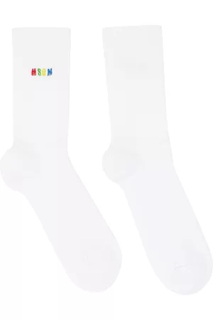 Msgm Men Socks - White Logo Socks