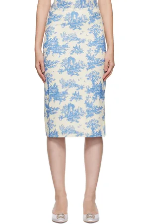 Miaou Blue & White Moni Midi Skirt