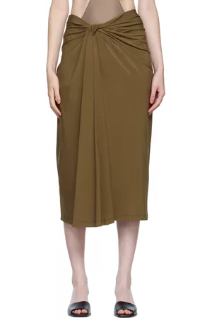 ROSETTA GETTY Women Midi Skirts - SSENSE Exclusive Brown Knotted Midi Skirt