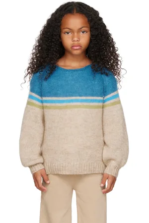 Longlivethequeen Kids Beige & Blue Striped Sweater