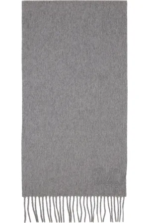 Max Mara Men Scarves - Gray Embroidered Scarf