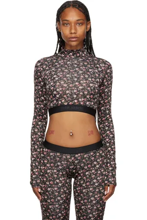 Palm Angels Black Floral Print Long Sleeve T-Shirt