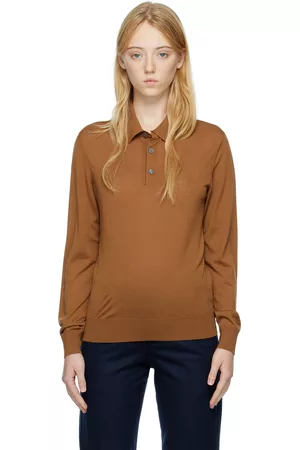 Z Zegna Women Polo Shirts - Brown Ribbed Polo