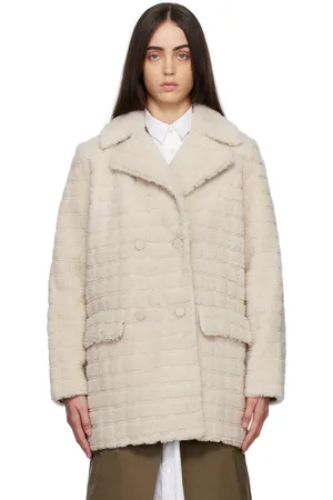 YVES SALOMON Off-White Check Coat