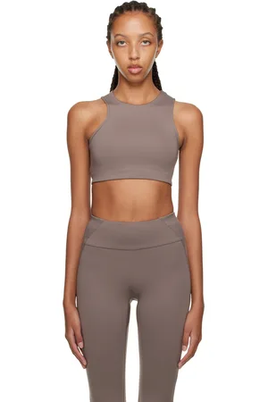 Vaara Gray Asymmetric Crop Sport Bra