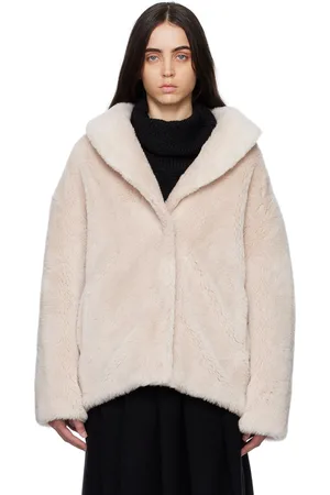 YVES SALOMON Beige Shawl Collar Jacket