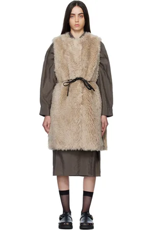 YVES SALOMON Beige Belted Vest
