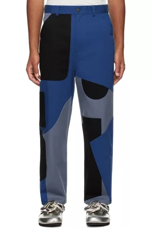 J.W.Anderson Men Pants - Navy Patchwork Fatigue Trousers