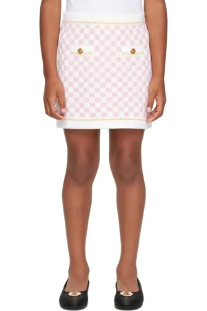VERSACE Kids White & Pink Check Medusa Skirt