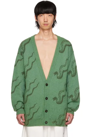 LU’U DAN Green Mohair Serpent Cardigan