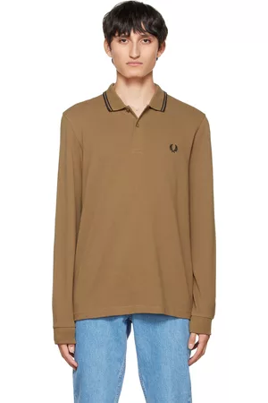 Fred Perry Men Long Sleeve - Brown Twin Tipped Long Sleeve Polo