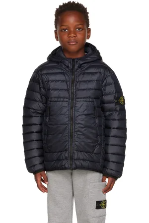 Stone Island Kids Navy Loom Woven Chambers R-Nylon Down Jacket