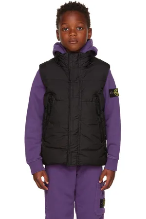 Stone Island Kids Black Garment Dyed Crinkle Reps R-Nylon Down Vest
