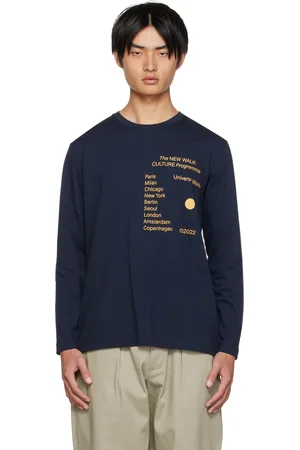 Universal Works Men Long Sleeve - Navy New Walk Long Sleeve T-Shirt