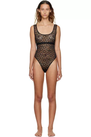 VERSACE Women Bodies - Black La Greca Bodysuit