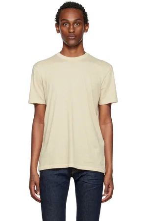 Tom Ford Men T-shirts - Beige Embroidered T-Shirt