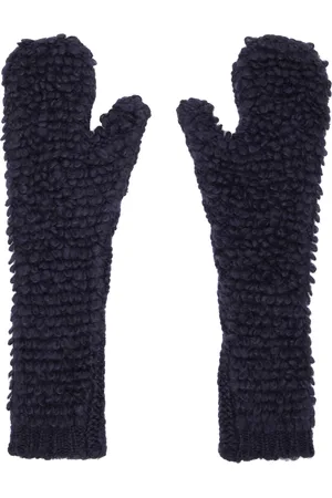 Marni Navy Long Ribbed Mittens
