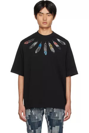MARCELO BURLON Men T-shirts - Black Feathers Over T-Shirt