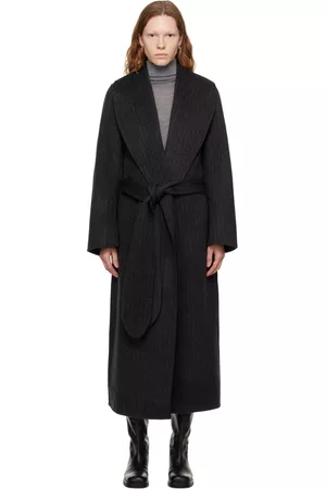 Totême Women Bathrobes - Gray Pinstripe Robe Coat