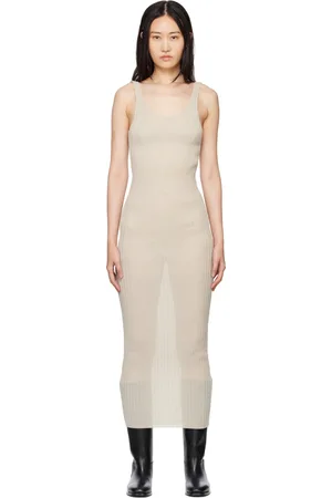 Subtle Le Nguyen Taupe Plissé Tank Maxi Dress