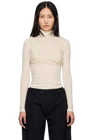 Subtle Le Nguyen Off-White Net Bra Turtleneck