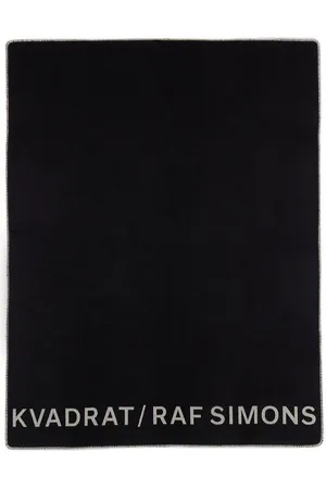 RAF SIMONS Black Double-Faced Wool Logo Throw