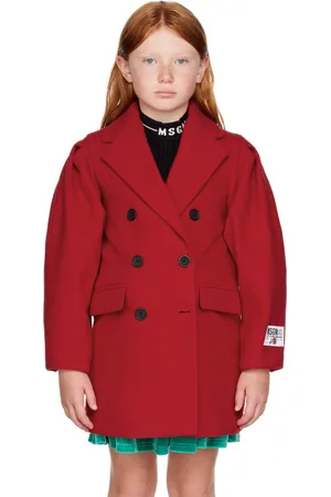 Msgm Kids Red Double-Breasted Coat