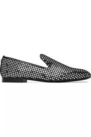 VERSACE Men Loafers - Black & Silver Studded Loafers