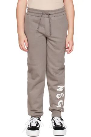 Msgm Kids Gray Logo Lounge Pants