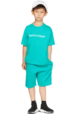 Balenciaga Kids Blue Brushed Shorts