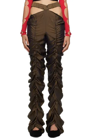 RUI Brown Pleated Cutout Trousers