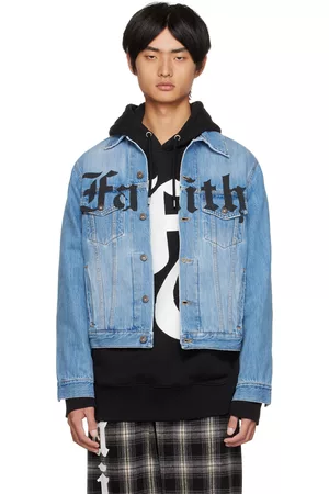 FAITH CONNEXION Men Denim Jackets - Blue Print Denim Jacket