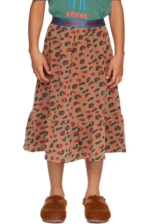 Bonmot Kids Brown Leopard Frill Skirt