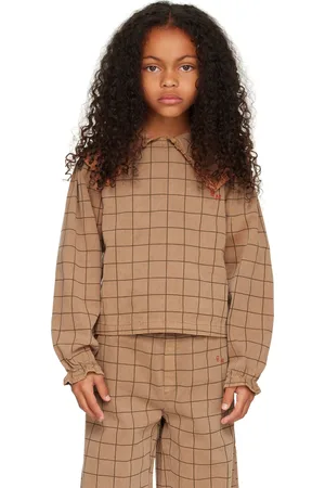 Bonmot Kids Brown Peter Collar Check Shirt