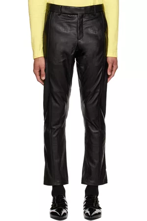 Cornerstone Men Leather Pants - Black Grained Leather Pants