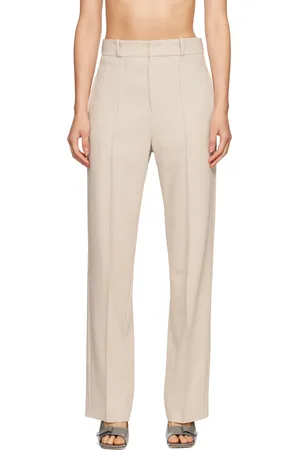 Yuzefi Beige Classic Wide Leg Trousers