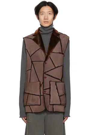 Acne Studios Purple Patchwork Shearling Vest