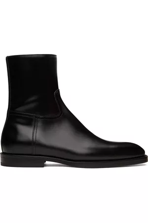 DRIES VAN NOTEN Men Hoodies - Black Leather Zip-Up Boots
