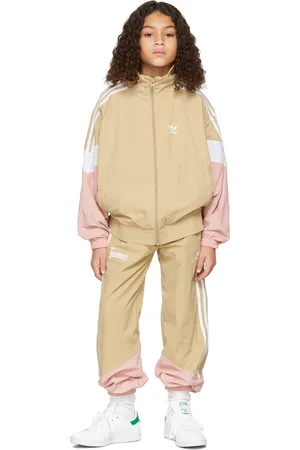 adidas Jackets - Kids Beige & Pink Woven Track Jacket