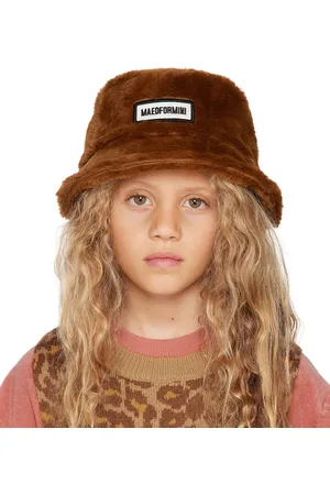 Maed for mini Kids Brown Fuzzy Falcon Bucket Hat