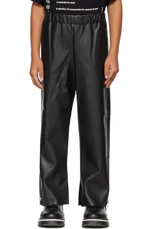 Maison Margiela Kids Black Faux-Leather Trousers