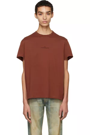 Maison Margiela Men T-shirts - Brown Embroidered T-Shirt
