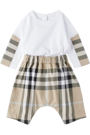 Burberry Baby Beige Check Bodysuit & Trousers Set