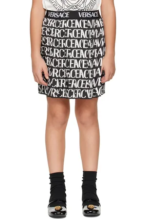VERSACE Girls Printed Skirts - Kids Black Pleated Skirt