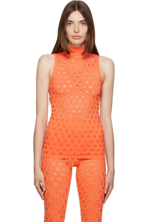 Maisie Wilen Orange Perforated Tank Top