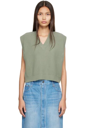 WOOYOUNGMI Green V-Neck Sweater Vest