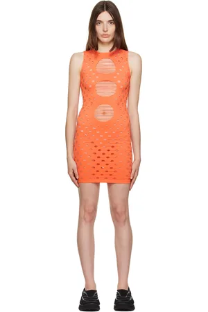 Maisie Wilen Orange Perforated Minidress