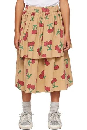 Jelly Mallow Girls Skirts - Kids Beige Cherry Skirt