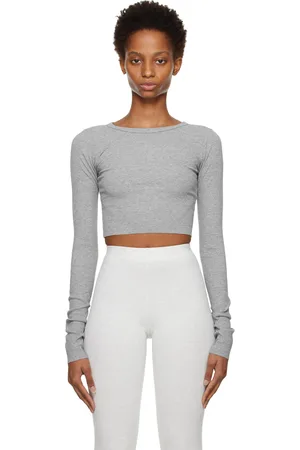 ÉTERNE Gray Cropped Long Sleeve T-Shirt
